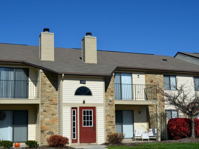 This image shows the landscape view of the TGM Shadeland Station Apartments in Indianapolis, IN.
