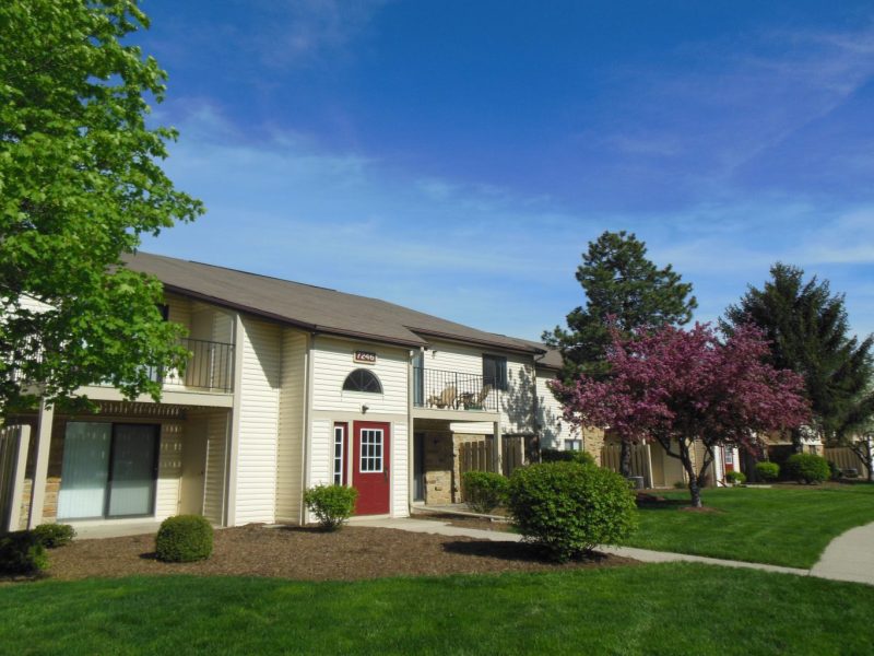 This image shows the landscape view of the cozy establishments in TGM Shadeland Station Apartments in Indianapolis, IN.